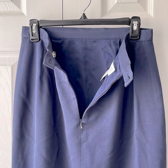 Lands’ End Women’s Silk & Wool Blend Pencil Skirt | Navy Blue | Size Petite 10 - Picture 7 of 8